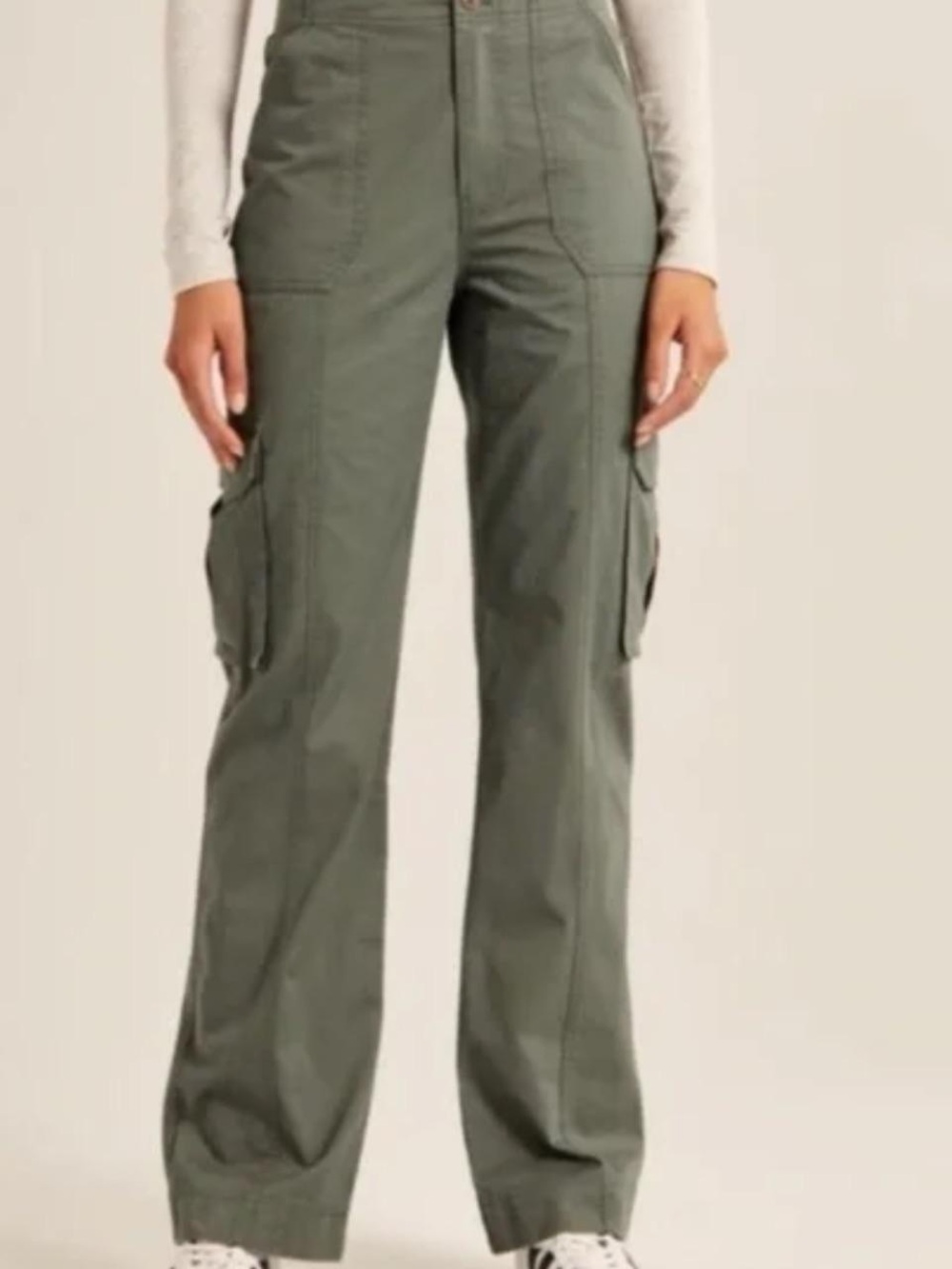 Abercrombie Curve Love Relaxed Cargo Pants in Olive Green